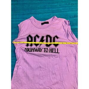 Y2K CHASER AC DC HIGHWAY TO HELL LAVENDER CROP TANK TOP BAND TEE M
